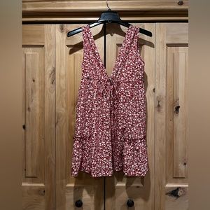 Red and white floral dress